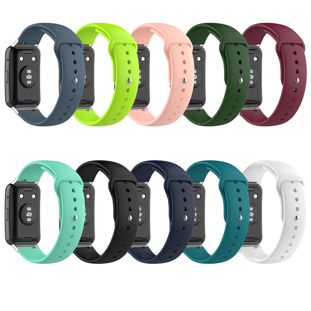 Solid Color Silicone Adjustable Watch Band Strap Replacement for Huawei Watch Fit - Black-14