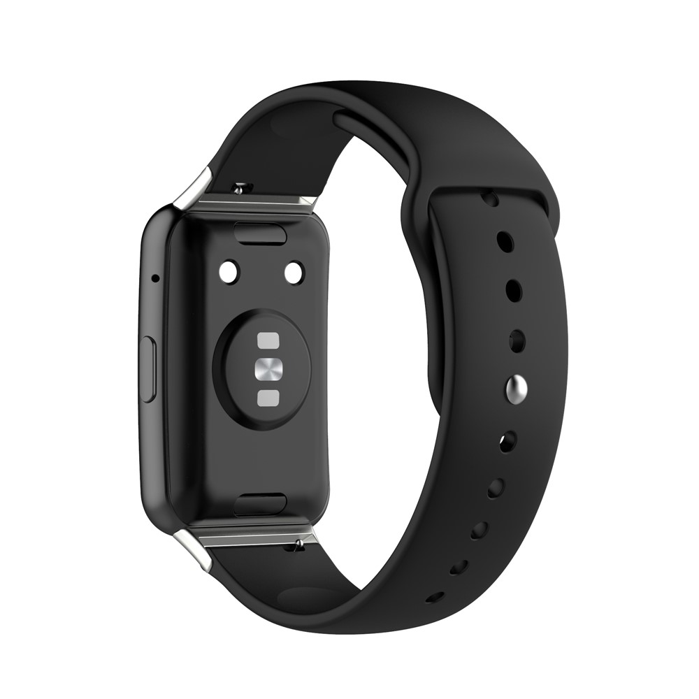 Solid Color Silicone Adjustable Watch Band Strap Replacement for Huawei Watch Fit - Black-3