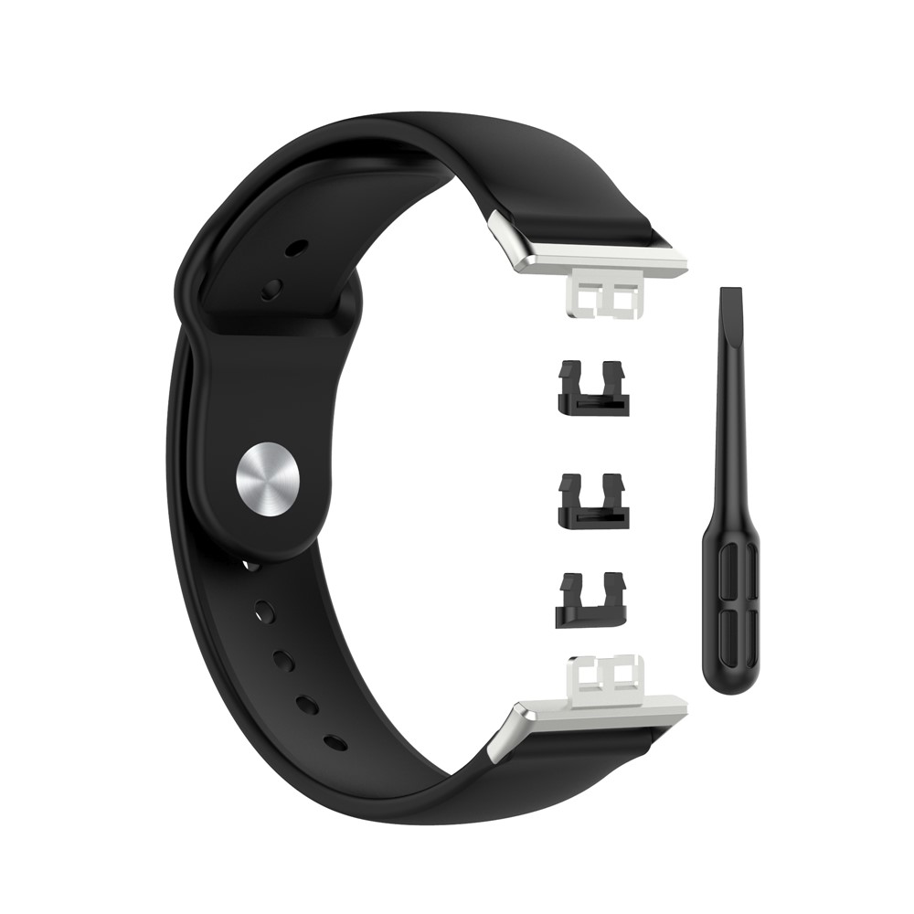 Solid Color Silicone Adjustable Watch Band Strap Replacement for Huawei Watch Fit - Black-4