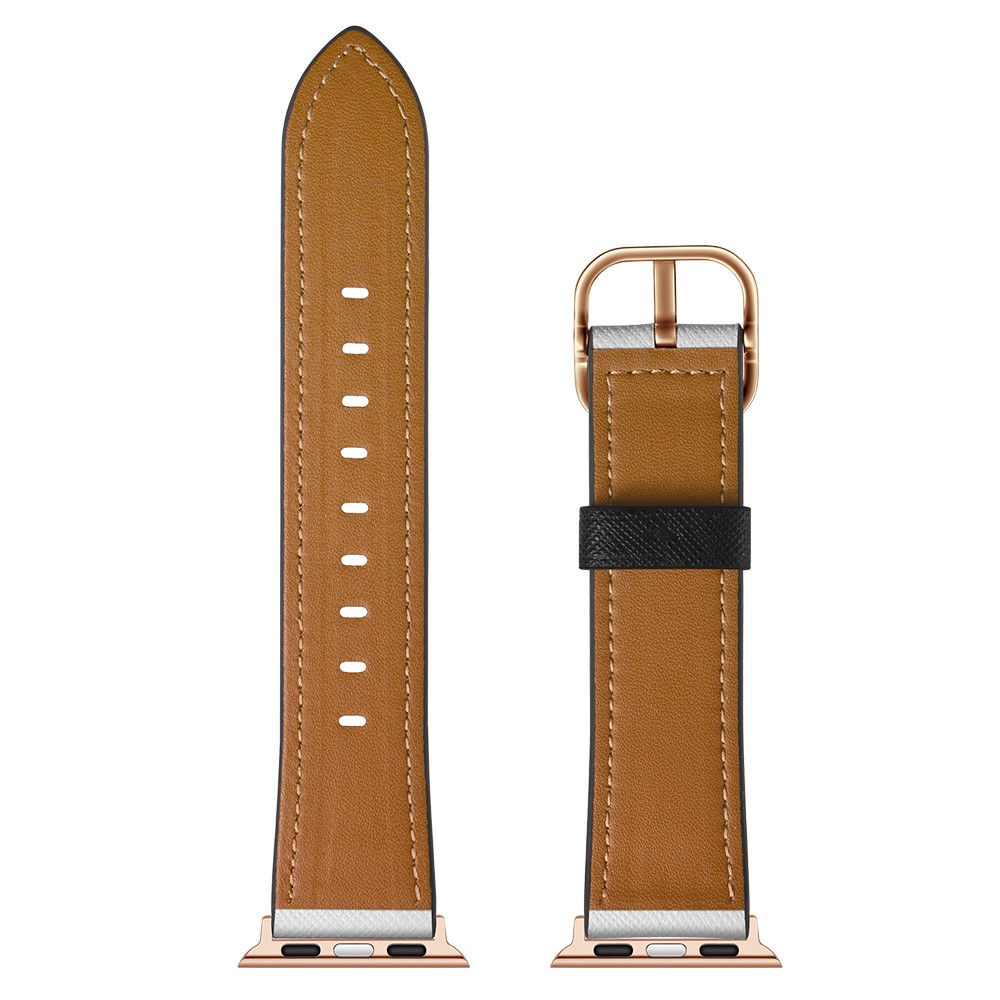 Stylish Printed Genuine Leather Watch Band for Apple Watch Series 1/2/3 38mm / Series 4/5/6 40mm - Yello Leopard Print-7