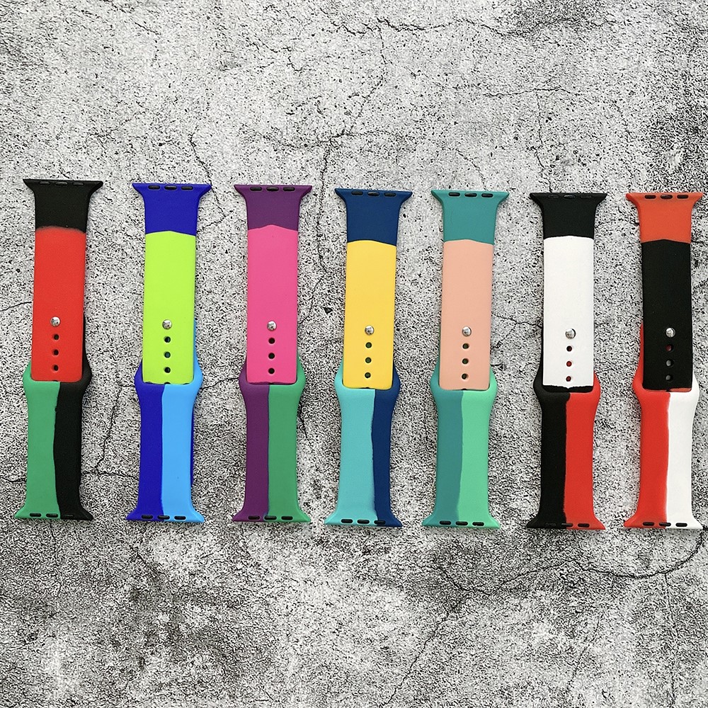 Patchwork Silicone Watch Strap Replacement for Apple Watch Series 6/5/4/SE 40mm, Series 3/2/1 38mm - Red/Black/White-6