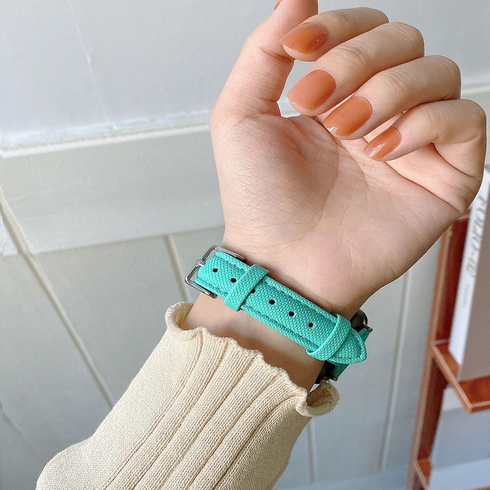 Rhombus Pattern PU Leather Watch Band Strap for Apple Watch Series 6 SE 5 4 44mm / Series 3 2 1 42mm - Cyan-3