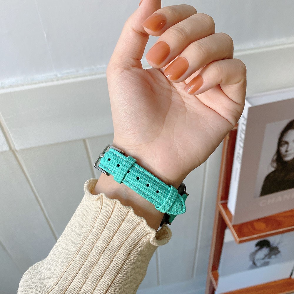 Textured Leather Watch Band Strap Replacement for Apple Watch Series 6/SE/5/4 40mm / Series 3/2/1 38mm - Cyan-3