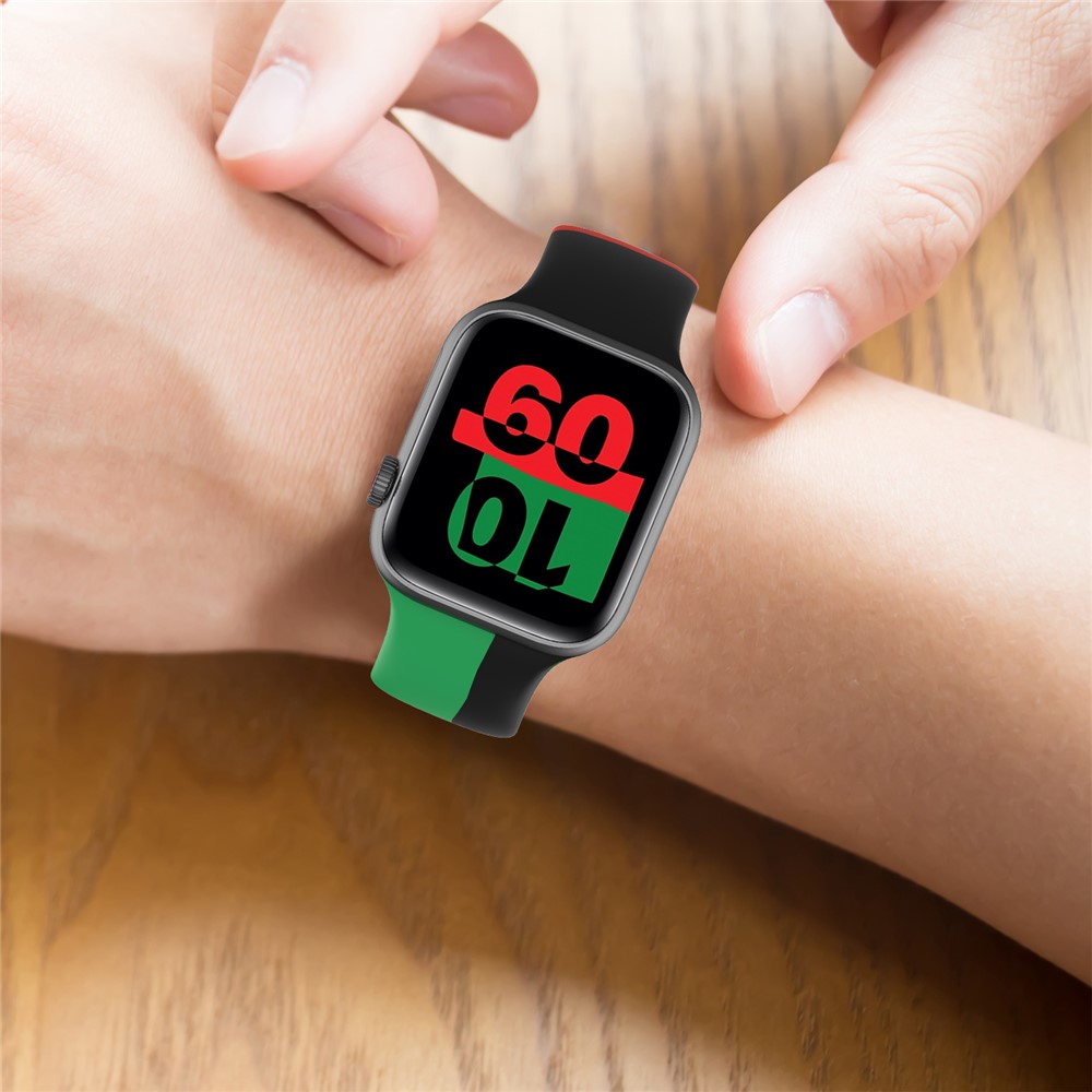 Silicone Replacement Watch Strap for Apple Watch Series 6/5/4/SE 40mm, Series 3/2/1 38mm - Black/Green/Red-11