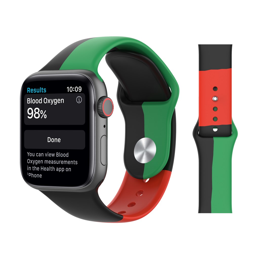 Silicone Replacement Watch Strap for Apple Watch Series 6/5/4/SE 40mm, Series 3/2/1 38mm - Black/Green/Red-7