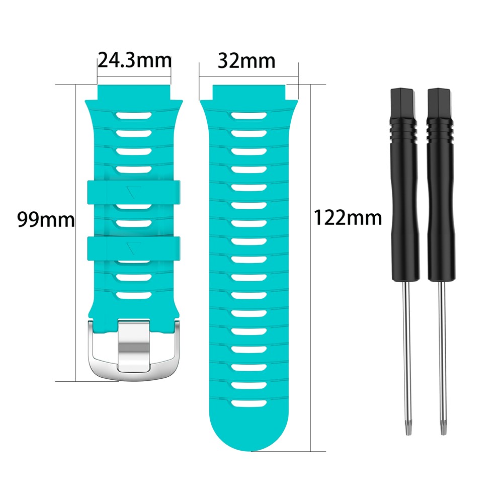 Soft Silicone Wristband Watch Strap with 2 Screwdrivers for Garmin Forerunner 920XT - Teal Blue-7