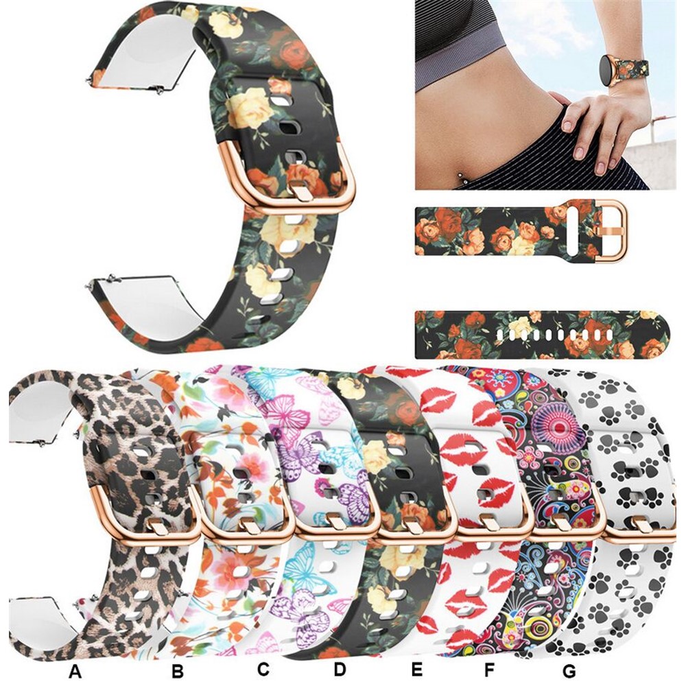 Buntes Muster Gedruckt Silikon-Uhr-Watch-Band-Ersatzuhr-Armband Für Samsung Galaxy-Uhr Aktiv 20mm - Pfotenabdruck-6