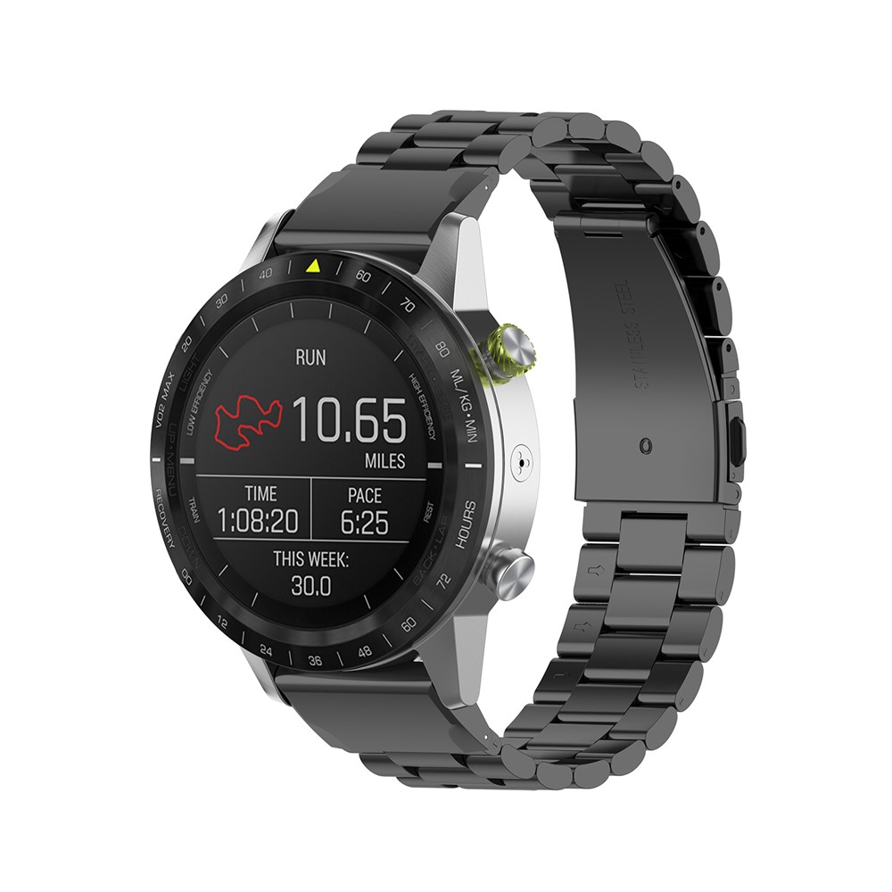 26mm Replacement Three Beads Stainless Steel Wrist Watch Band for Garmin Fenix 6X - Black-2