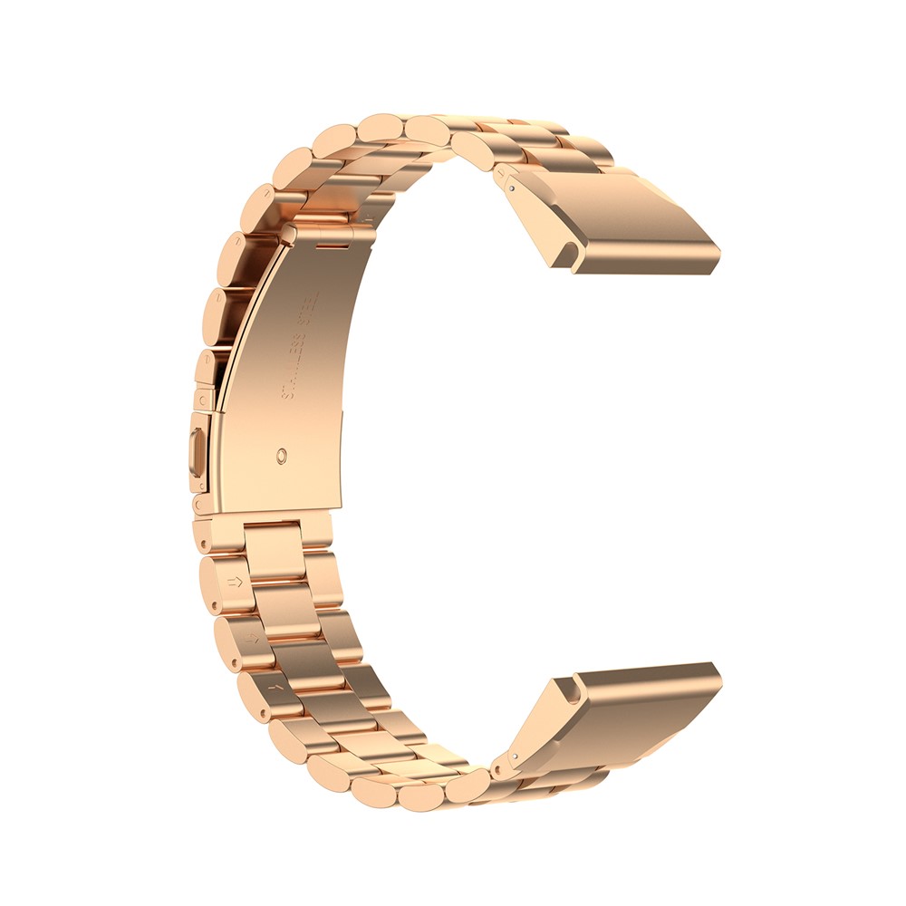 20mm Three Beads Stainless Steel Watch Band Replacement Watch Strap for Garmin Fenix 6S - Rose Gold-4