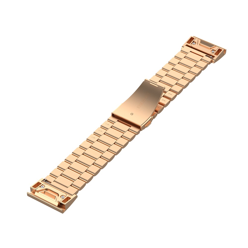 20mm Three Beads Stainless Steel Watch Band Replacement Watch Strap for Garmin Fenix 6S - Rose Gold-5
