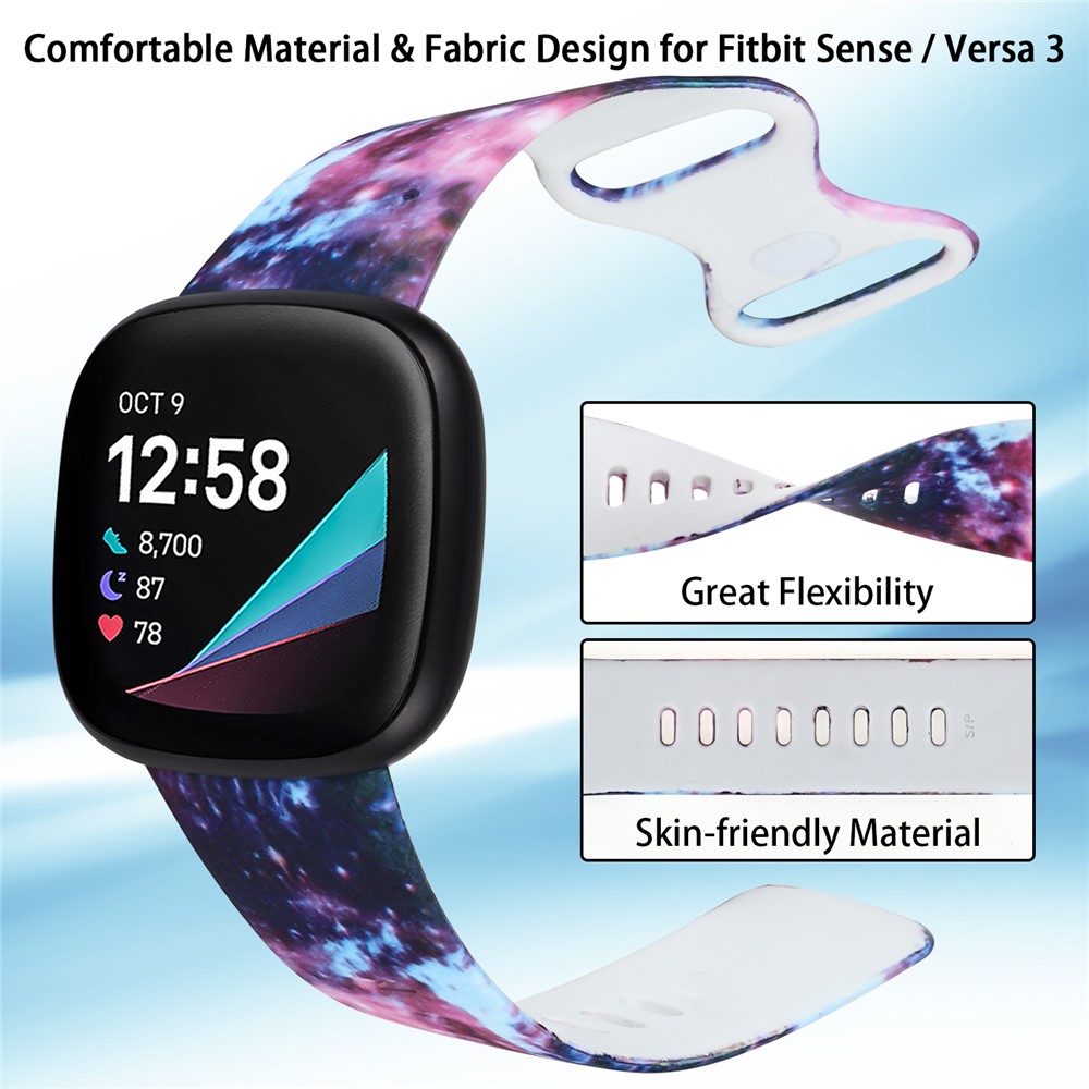 Pattern Printing Design Silicone Watch Band Strap Replacement Size S for Fitbit Versa 3 - Style A-3