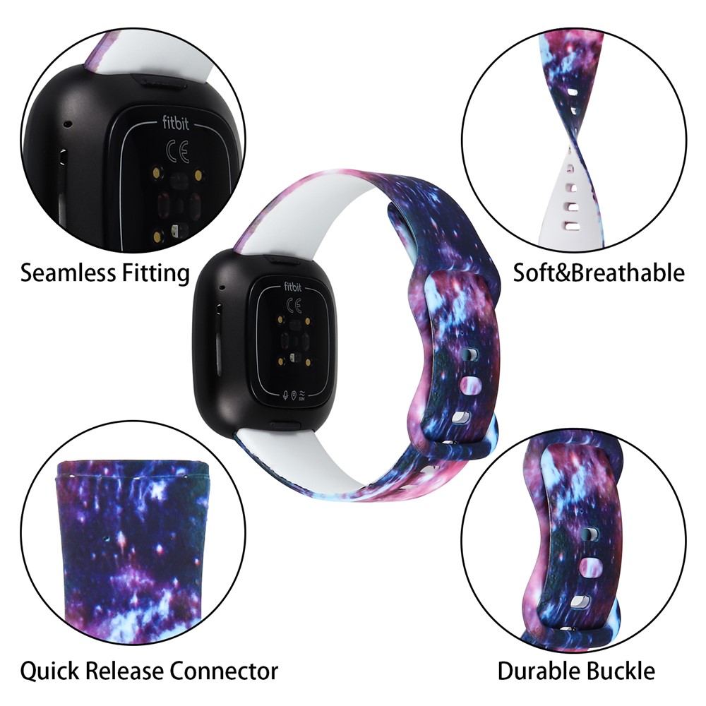 Pattern Printing Design Silicone Watch Band Strap Replacement Size S for Fitbit Versa 3 - Style A-4