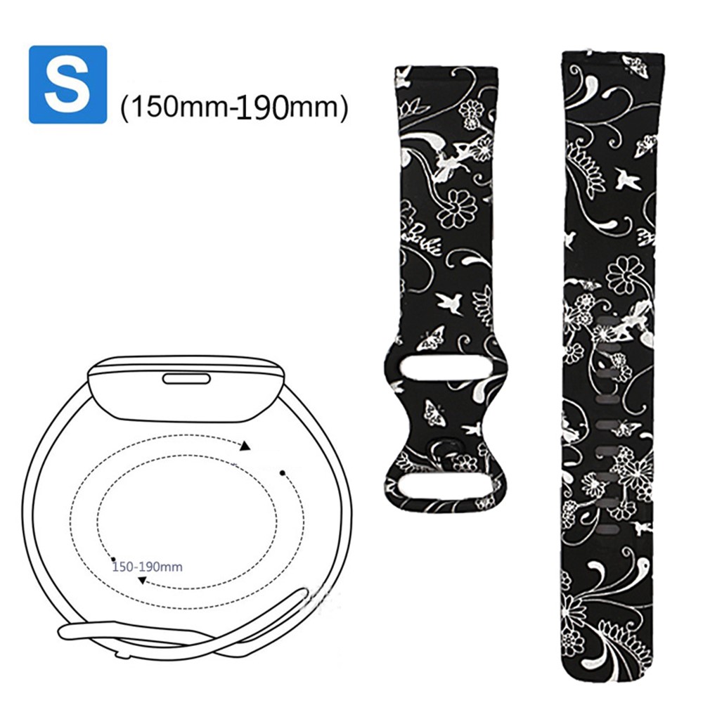 Pattern Printing Design Silicone Watch Band Strap Replacement Size S for Fitbit Versa 3 - Style A-5