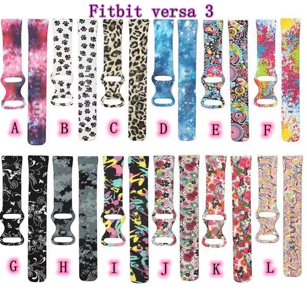 Pattern Printing Design Silicone Watch Band Strap Replacement Size S for Fitbit Versa 3 - Style A-6