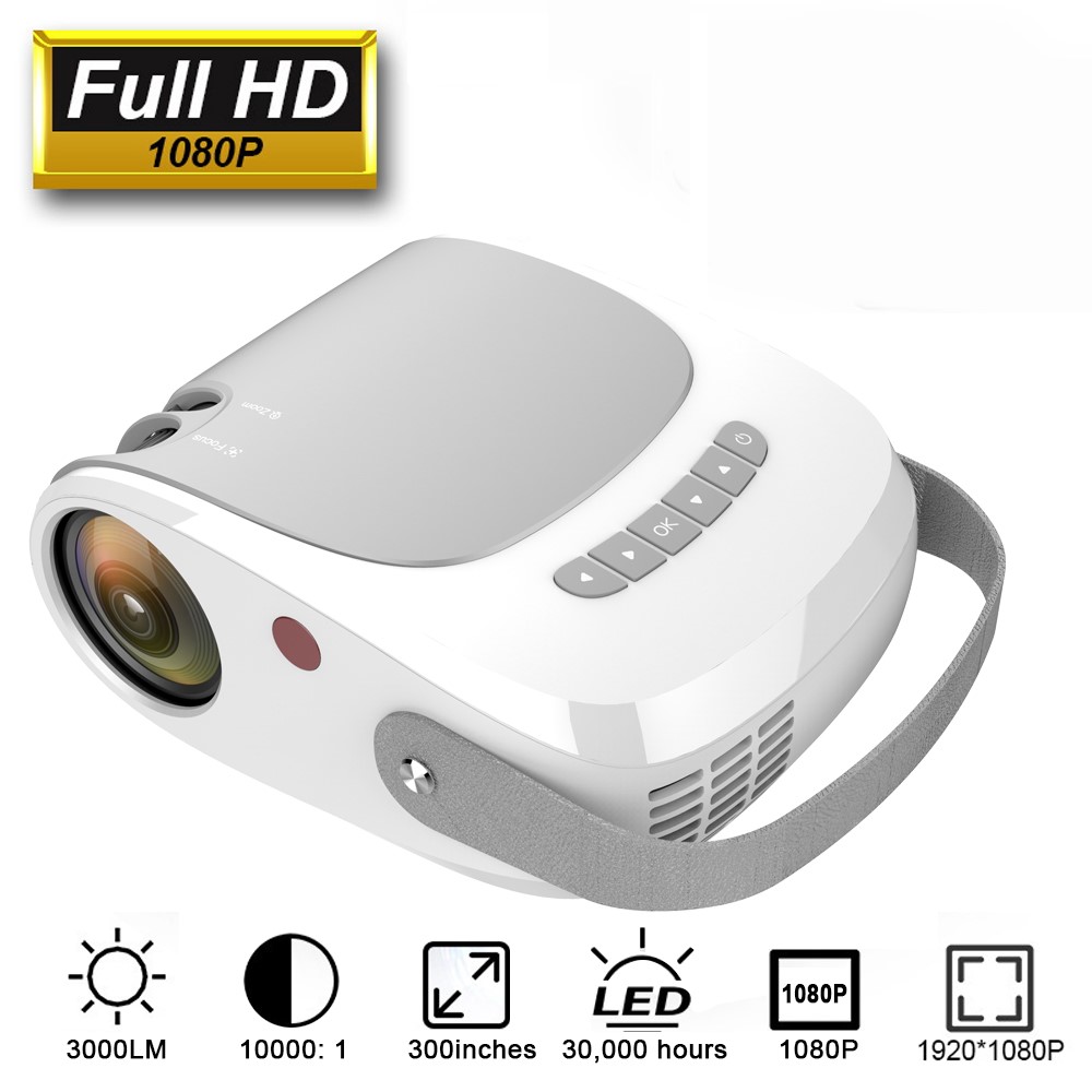 H5 1080P LCD Projector Home Cinema Theater Beamer Multimedia Player Support USB/HD/TF/AV - White US Plug-3