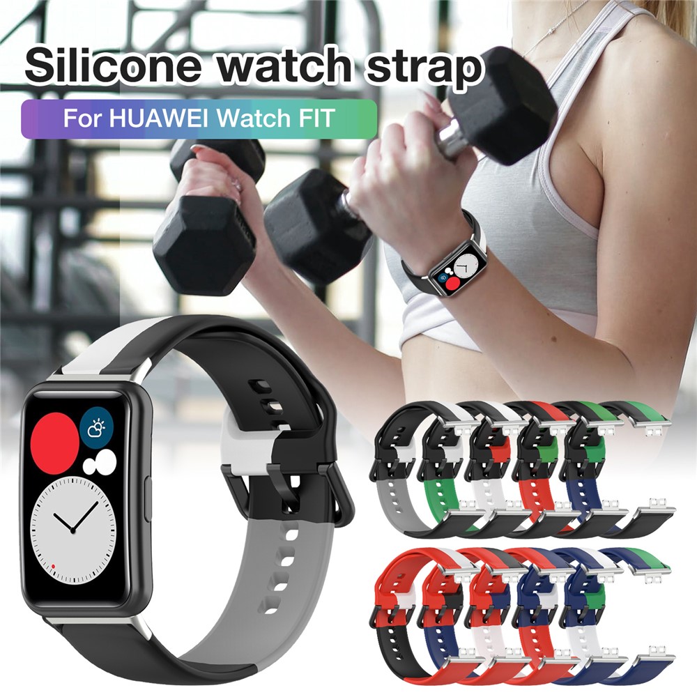 Three Color Watch Strap Replacement Silicone Watch Band for Huawei Watch Fit(TIA-B09/TIA-B19) - Black/White/Grey-7