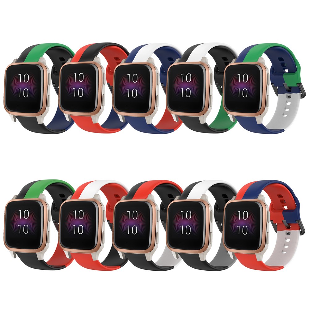 20mm Three Color Silicone Replacement Watch Strap for Garmin Venu Sq/Venu/Vivoactive3 - Black/White/Grey-7