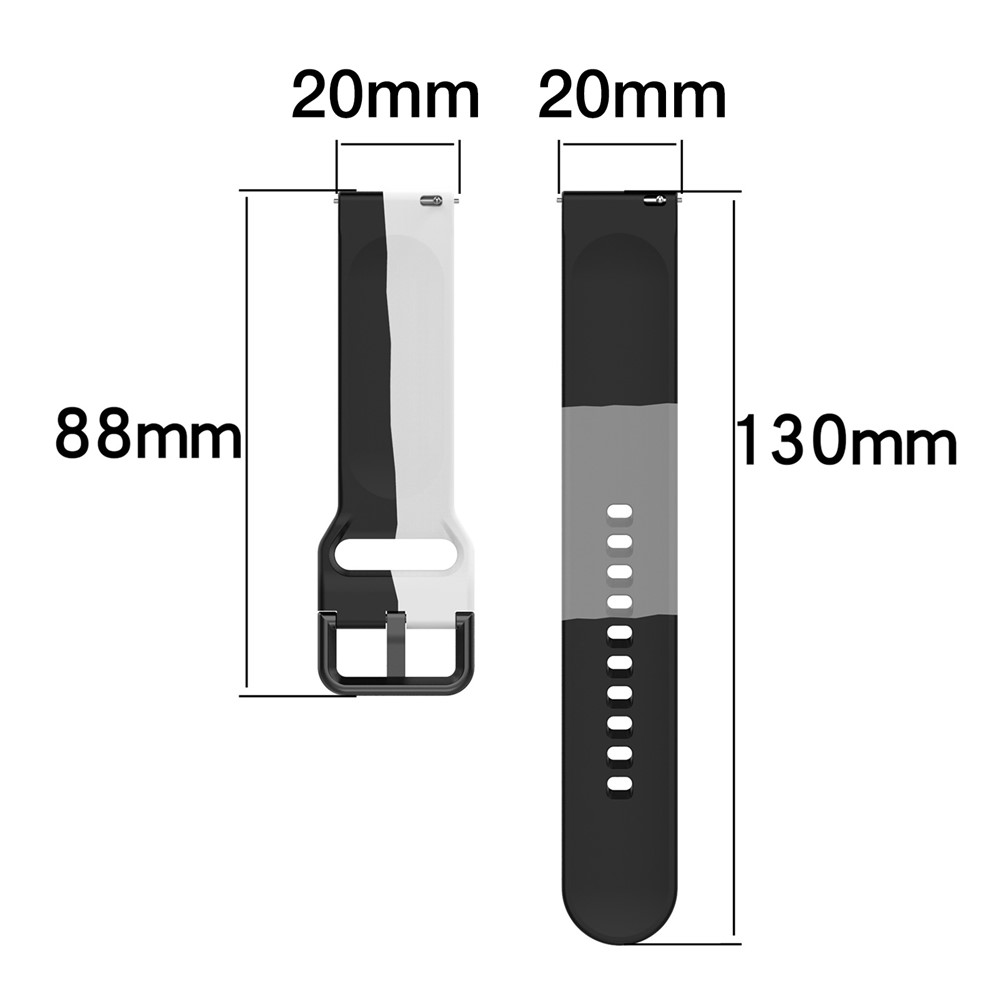 20mm Three Color Silicone Replacement Watch Strap for Garmin Venu Sq/Venu/Vivoactive3 - Black/White/Grey-8