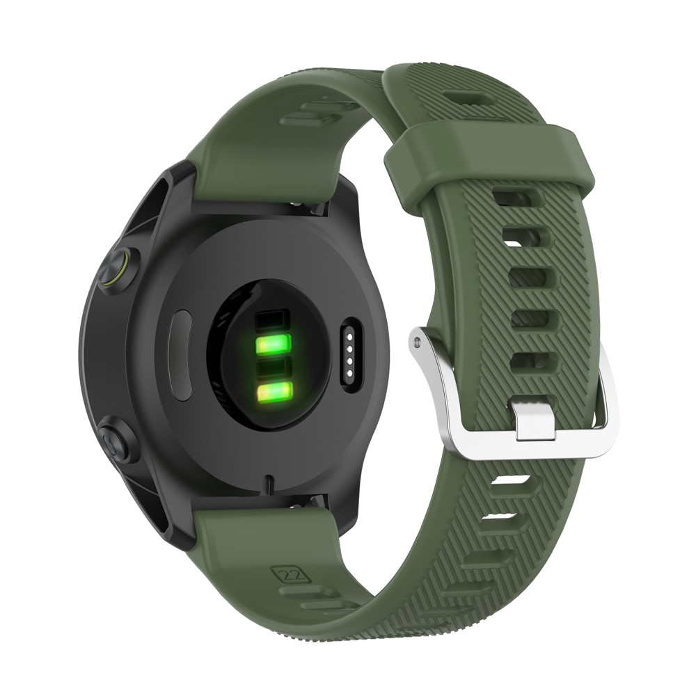 Solid Color Silicone Replacement Watch Strap for Garmin Forerunner 745 - Dark Green-2