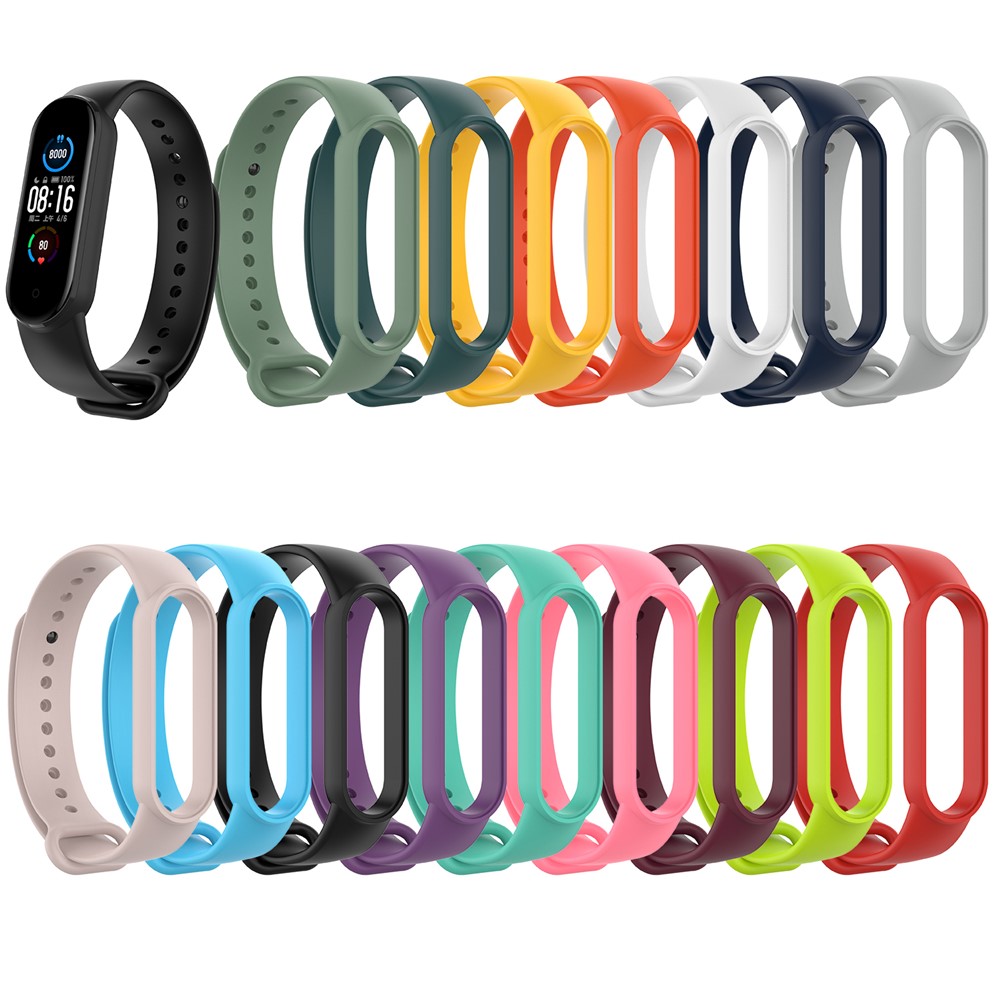 Bande de Surveillance de la Sangle de Montre en Silicone Brillant Pour Xiaomi Mi Band 5/6/7 - Blanche