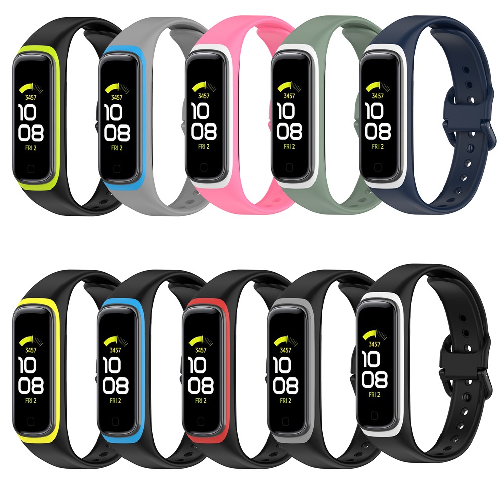 Bi-color Silicone Watch Band Replacement Strap for Samsung Galaxy Fit 2/SM-R220 - Pink/White-10