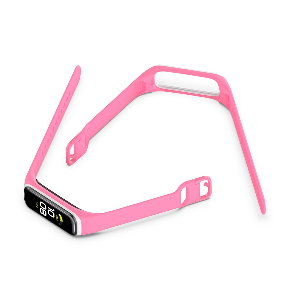 Bi-color Silicone Watch Band Replacement Strap for Samsung Galaxy Fit 2/SM-R220 - Pink/White-5