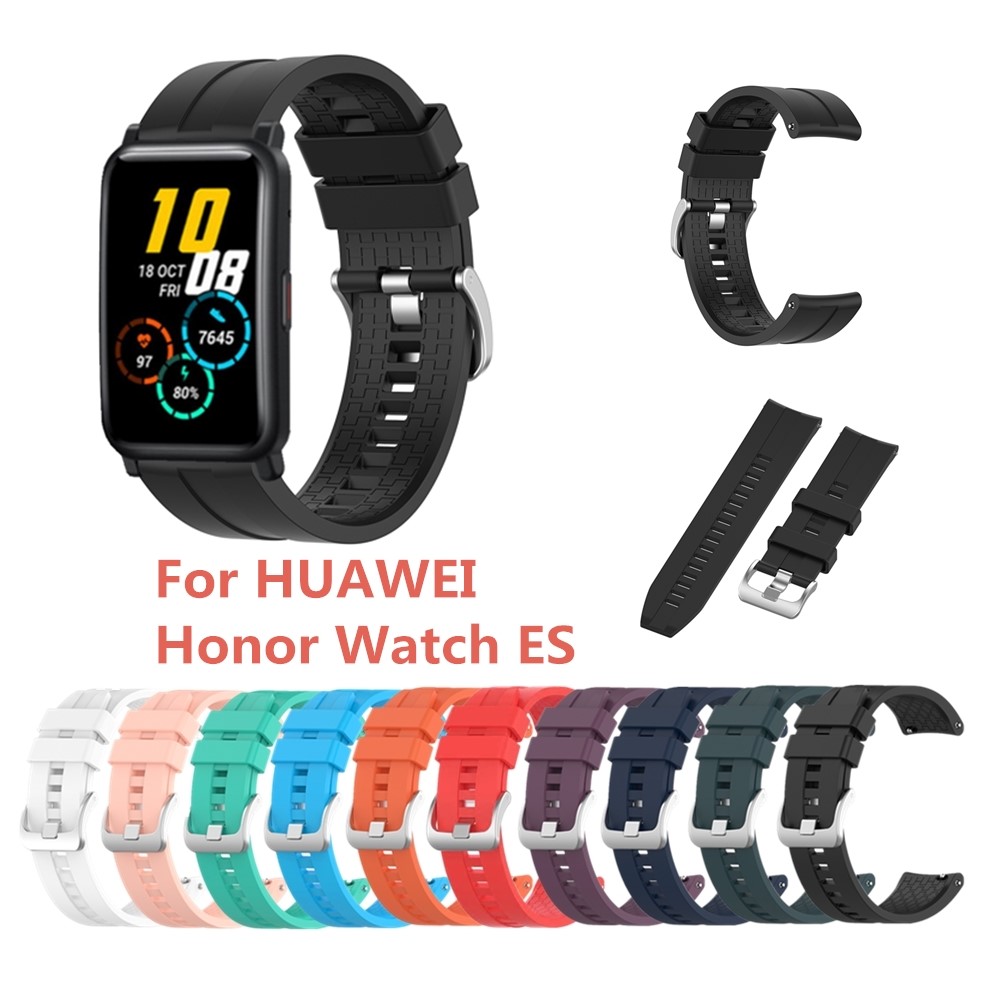 Silicone Smart Watch Band Replacement Adjustable Strap 20mm for Honor Watch ES - Midnight Green-5