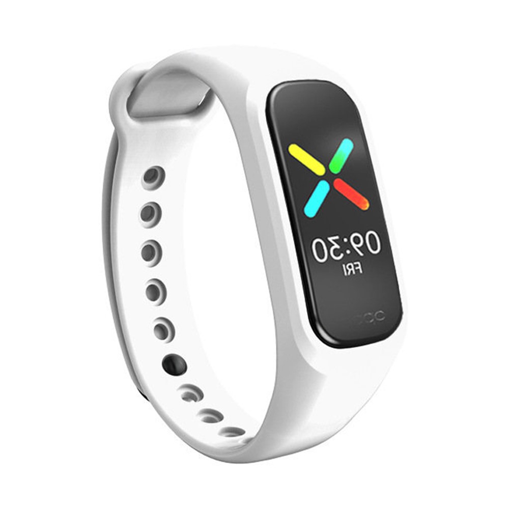Solid Color Silicone Watch Strap Replacement Adjustable Watchband for Oppo Band - White-2