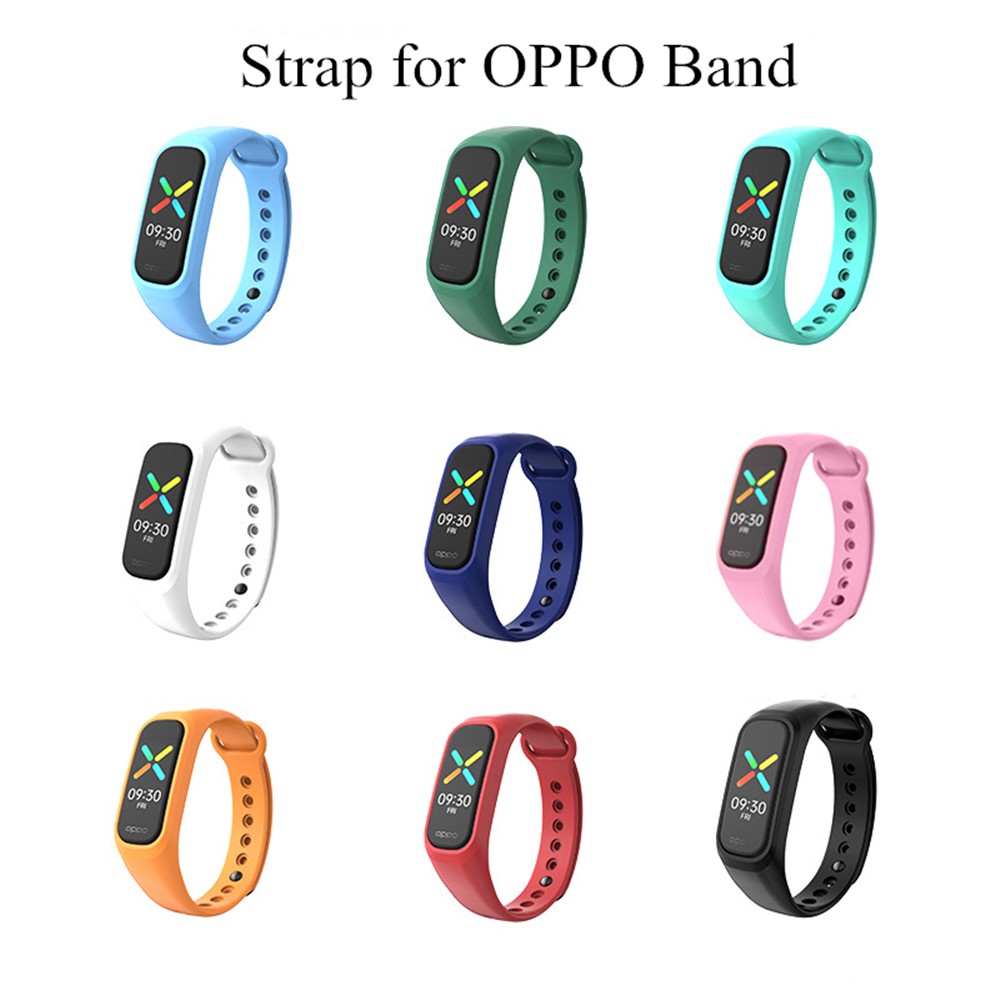 Solid Color Silicone Watch Strap Replacement Adjustable Watchband for Oppo Band - White-3