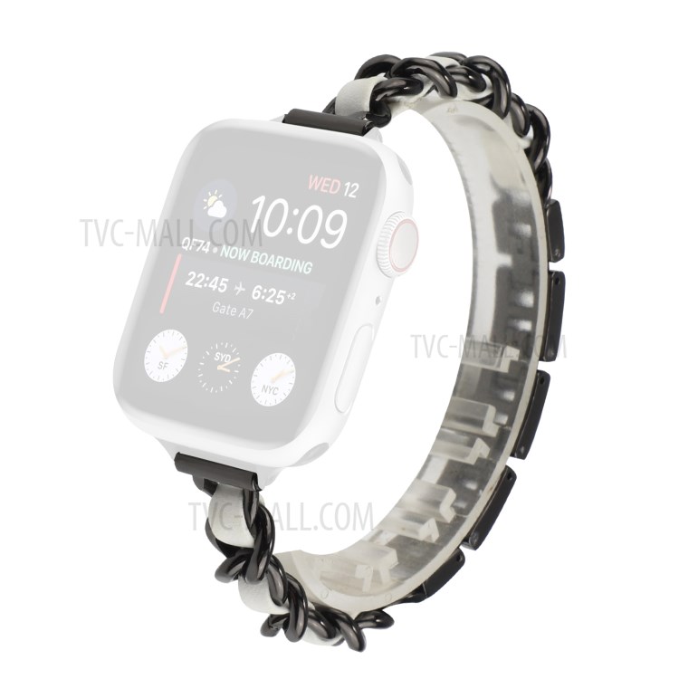 Stainless Steel Smart Watch Strap Watchband for Apple Watch Series 6/5/SE/4 44mm / Apple Watch Series 1/2/3 42mm - Black/White-1