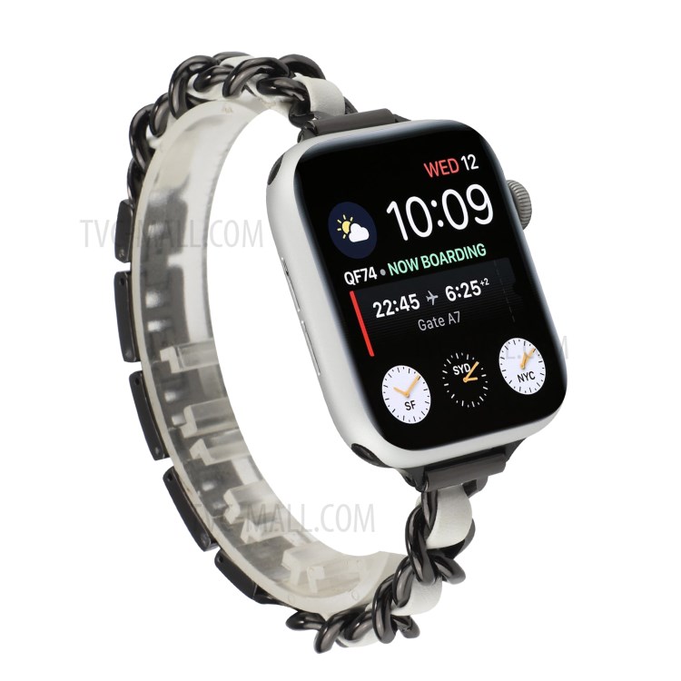 Stainless Steel Smart Watch Strap Watchband for Apple Watch Series 6/5/SE/4 44mm / Apple Watch Series 1/2/3 42mm - Black/White-2