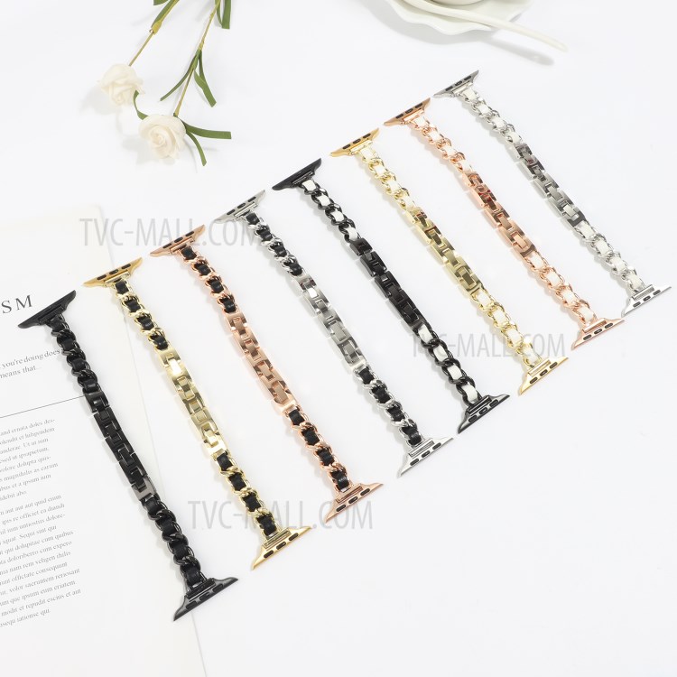Stainless Steel Smart Watch Strap Watchband for Apple Watch Series 6/5/SE/4 44mm / Apple Watch Series 1/2/3 42mm - Black/White-4