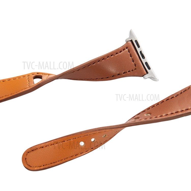 Button Snap Design Genuine Leather Watch Band for Apple Watch Series 4/5/6/SE 40mm / Watch Series 1/2/3 38mm - Black-4