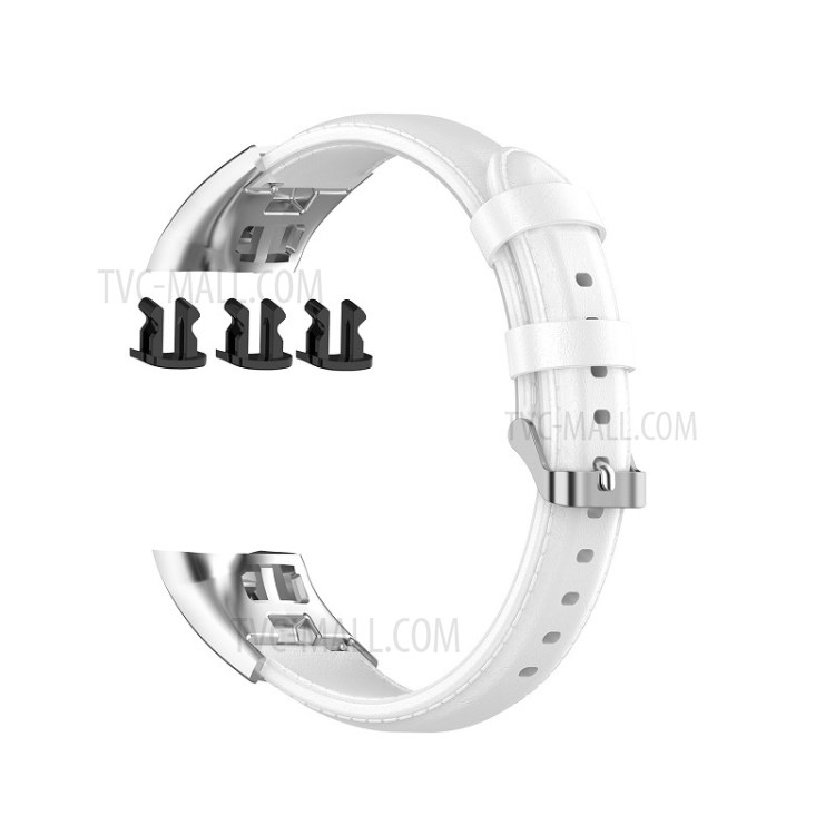 Replacement Genuine Leather Strap Smartwatch Band for Honor Band 5/4 - White-4