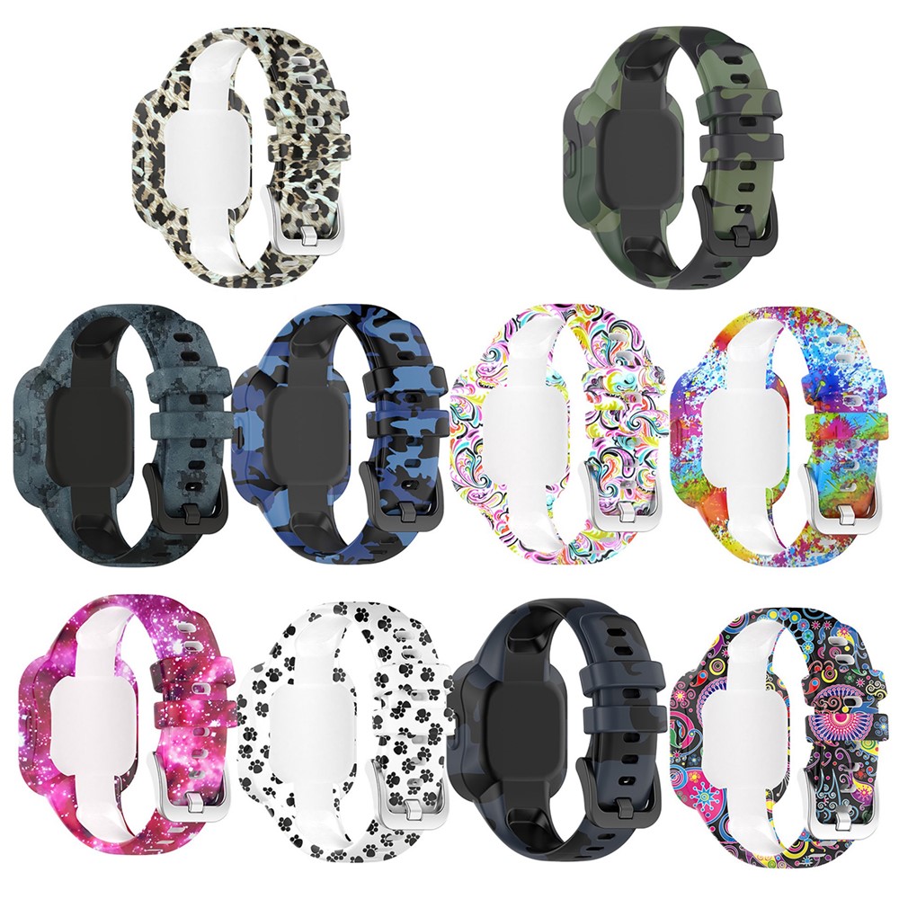 Pattern Printing Silicone Smart Watch Band Wrist Strap Replacement for Garmin Fit RJ3/Garmin Vivofit JR3 - Camouflage Grey-8