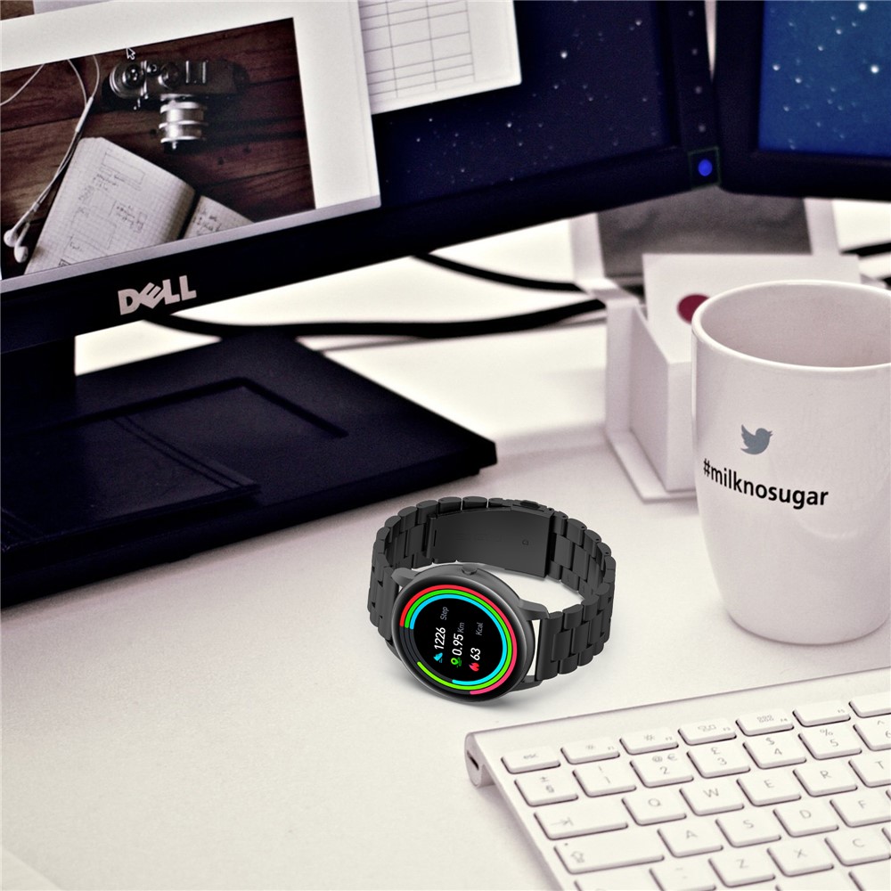 Three Beads Stainless Steel Smart Watch Replacement Strap Wrist Band 22mm for YAMAY SW022/Imilab KW66 - Black-6