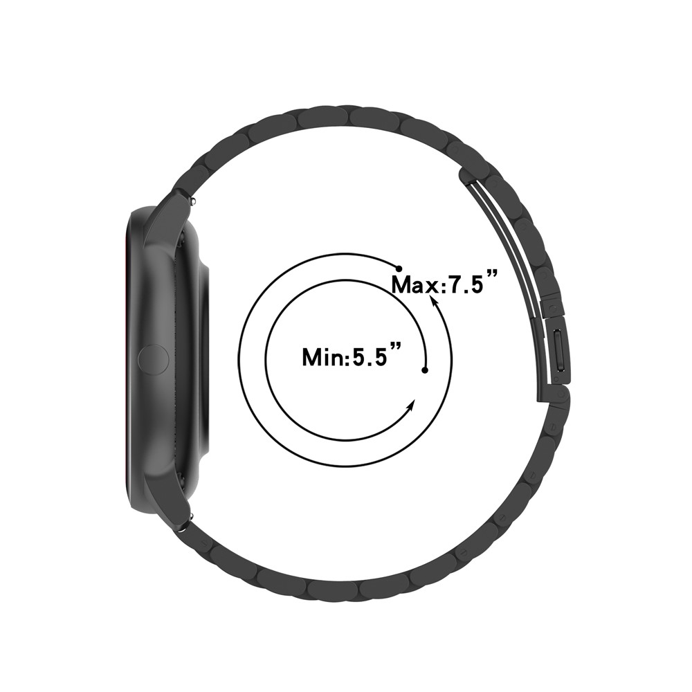 Three Beads Stainless Steel Smart Watch Replacement Strap Wrist Band 22mm for YAMAY SW022/Imilab KW66 - Black-8