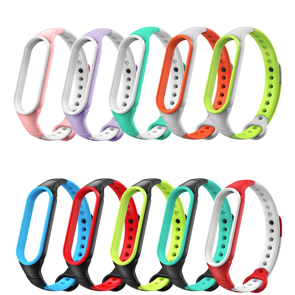 BI-COLOR Silicone Smart Watch Band Bracelet Bracelet Poigonne De Remplacement De La Bande Xiaomi MI 6 - Gris / Chaux-11