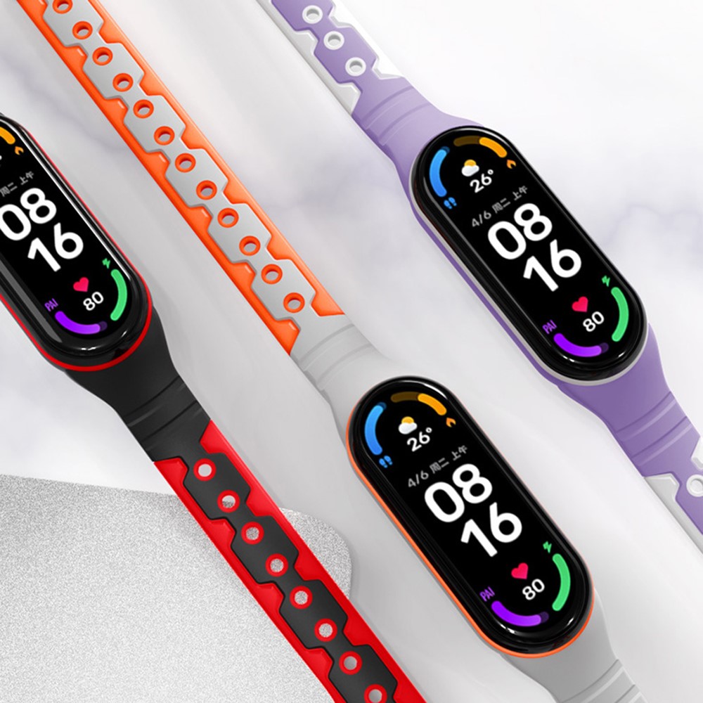 BI-COLOR Silicone Smart Watch Band Bracelet Bracelet Poigonne De Remplacement De La Bande Xiaomi MI 6 - Gris / Chaux-3