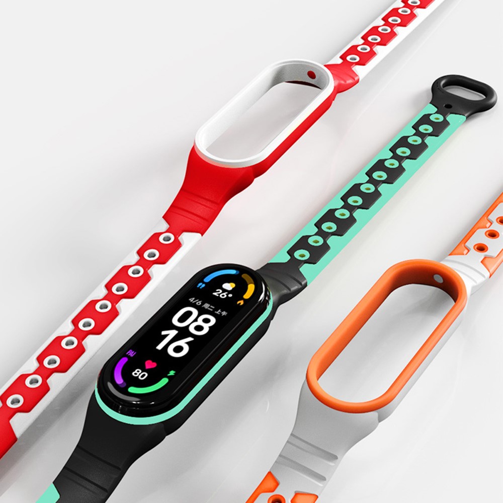 BI-COLOR Silicone Smart Watch Band Bracelet Bracelet Poigonne De Remplacement De La Bande Xiaomi MI 6 - Gris / Chaux-4