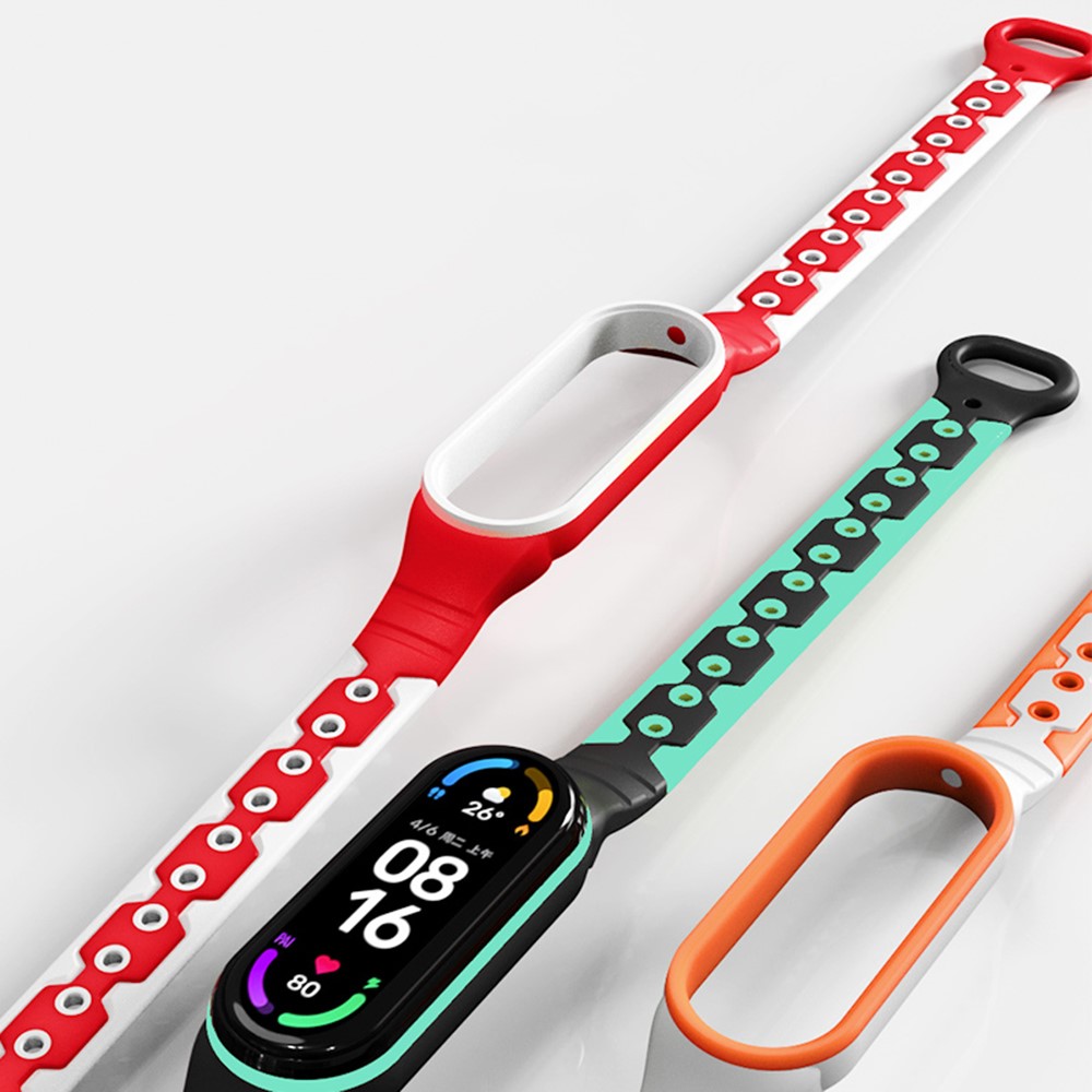 BI-COLOR Silicone Smart Watch Band Bracelet Bracelet Poigonne De Remplacement De La Bande Xiaomi MI 6 - Gris / Chaux-7