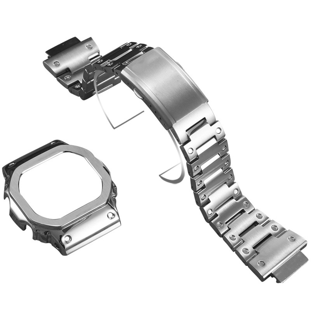 Stainless Steel Watch Band Replacement + Watch Cover for Casio G-SHOCK GW-5000/5035/DW5600/GW-M5610 - Silver-3
