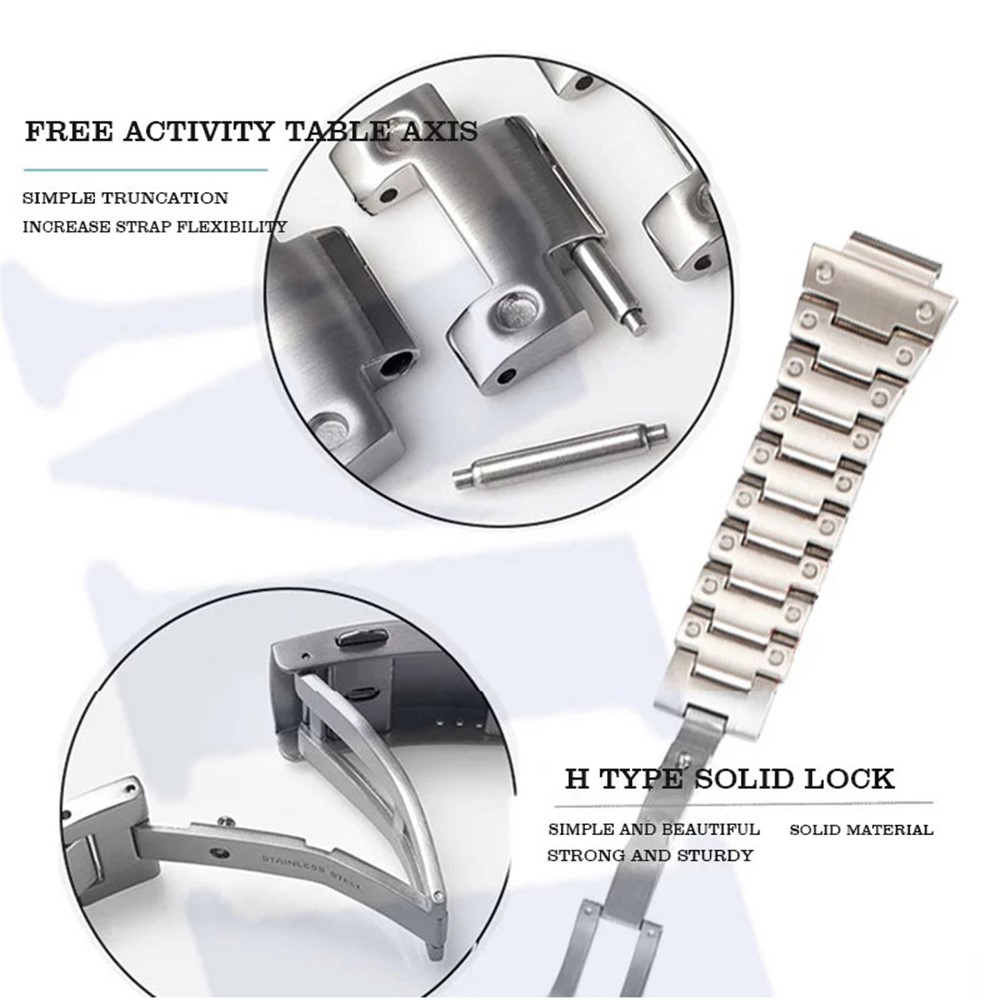 Stainless Steel Watch Band Replacement + Watch Cover for Casio G-SHOCK GW-5000/5035/DW5600/GW-M5610 - Silver-4