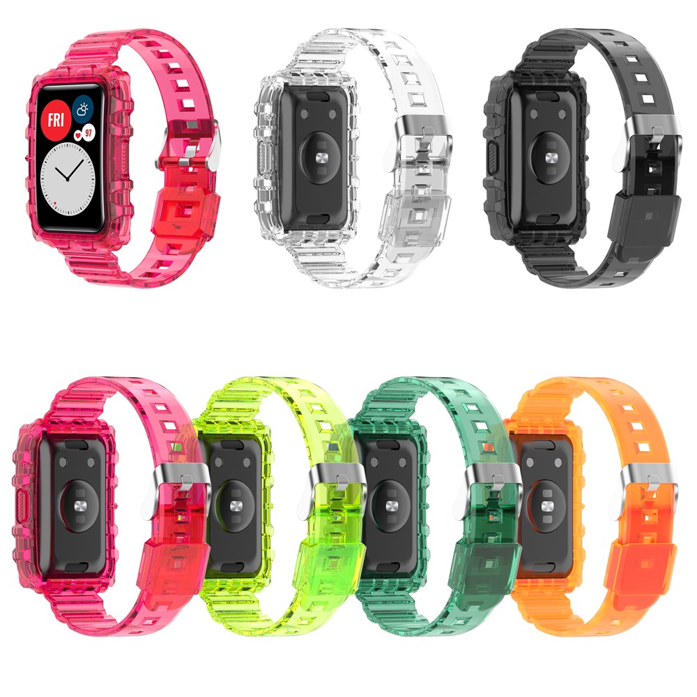 Cadre De Bracelet De Bracelet De Poignet De Montre Intelligent TPU Transparent TPU Pour Huawei Watch Fit, Une Taille Unique - Orange-11