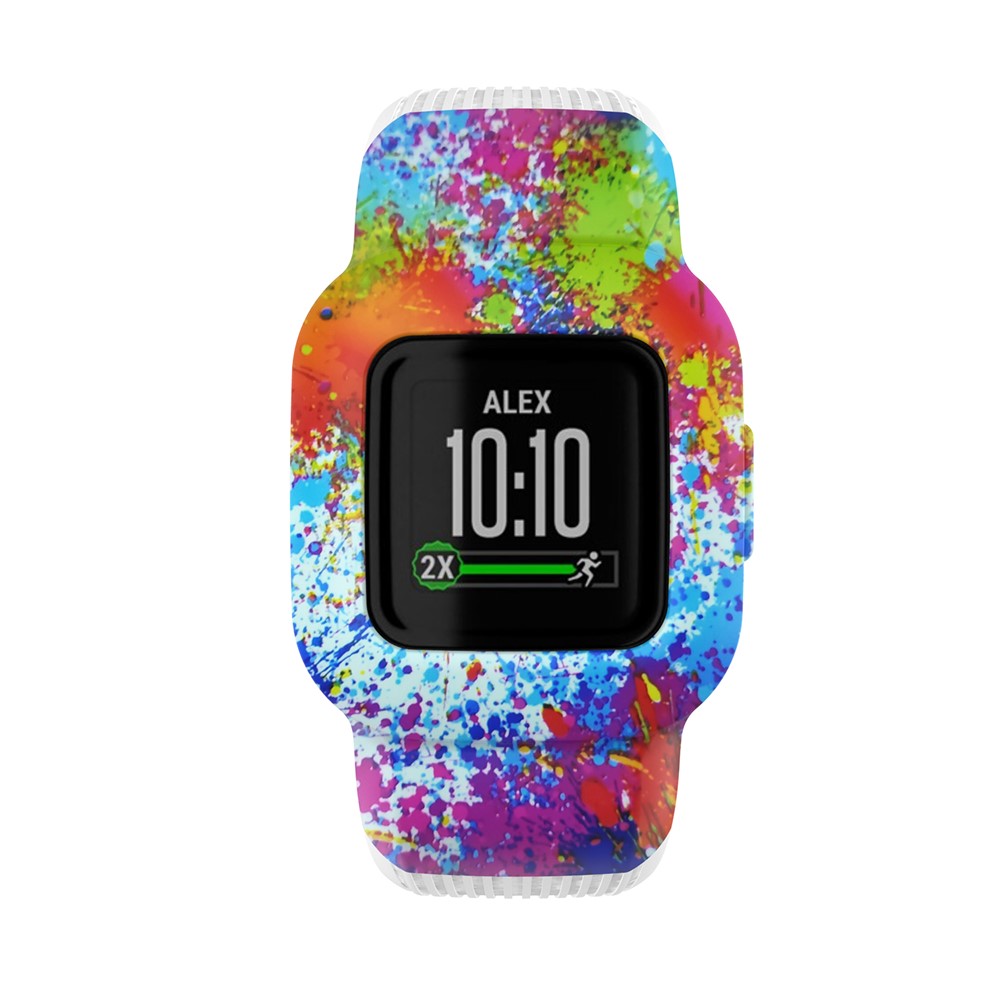 Pattern Printing Replacement Silicone Watch Band Wrist Strap for Garmin Vivofit jr 3, Size: S - Color Painted-3