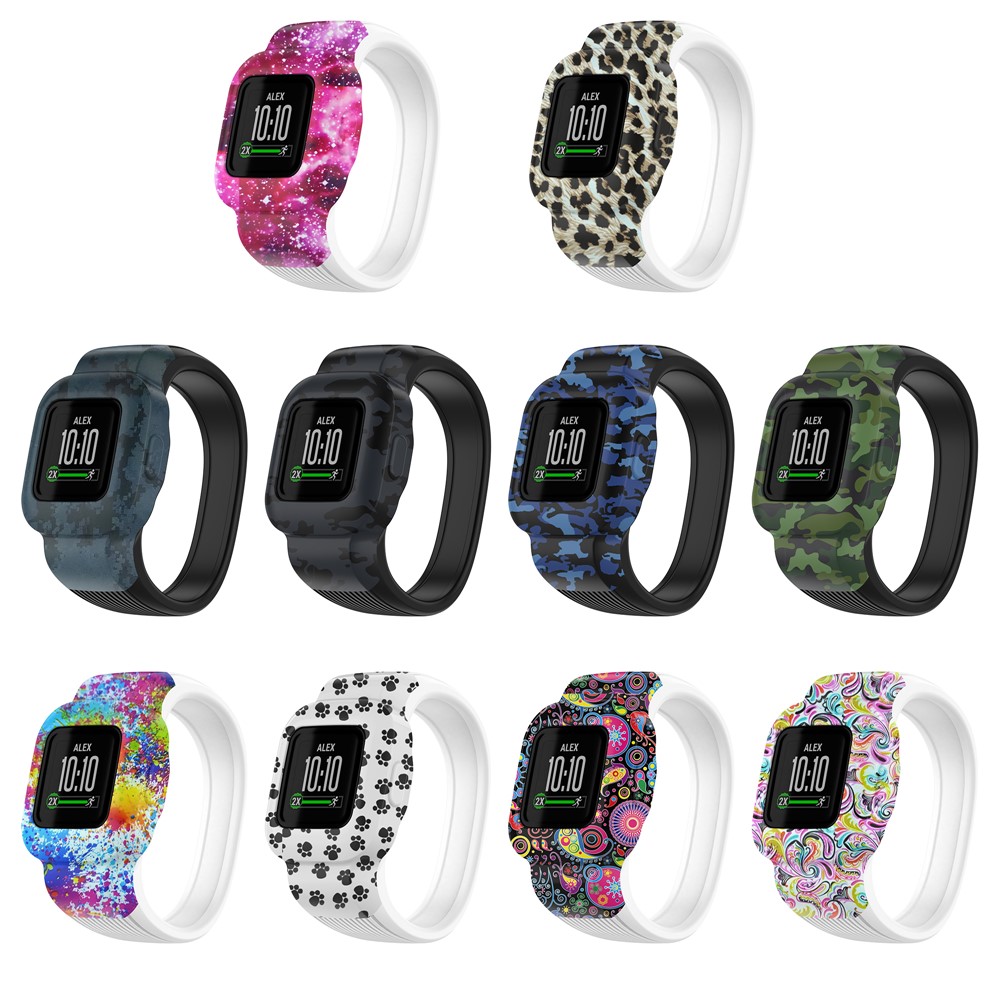 Pattern Printing Replacement Silicone Watch Band Wrist Strap for Garmin Vivofit jr 3, Size: S - Color Painted-8