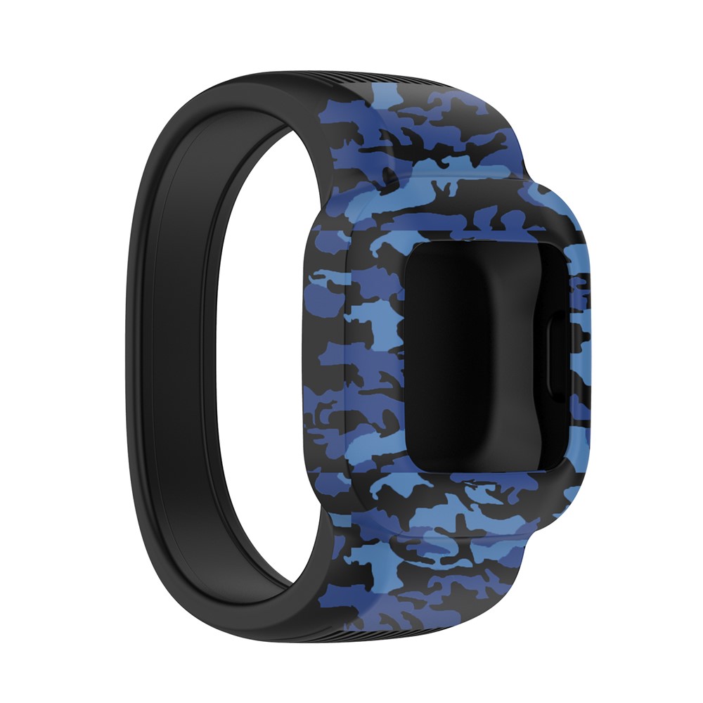 Silicone Motel Imprimination Bande de Vorte de Veture Pour Garmin Vivofit jr 3, Taille: L - Camouflage Bleu-3