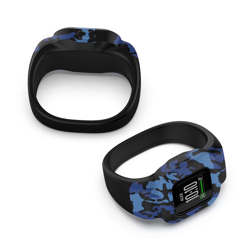 Silicone Motel Imprimination Bande de Vorte de Veture Pour Garmin Vivofit jr 3, Taille: L - Camouflage Bleu-4