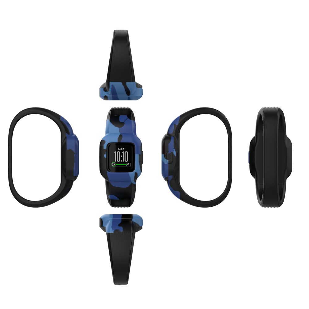 Silicone Motel Imprimination Bande de Vorte de Veture Pour Garmin Vivofit jr 3, Taille: L - Camouflage Bleu-7