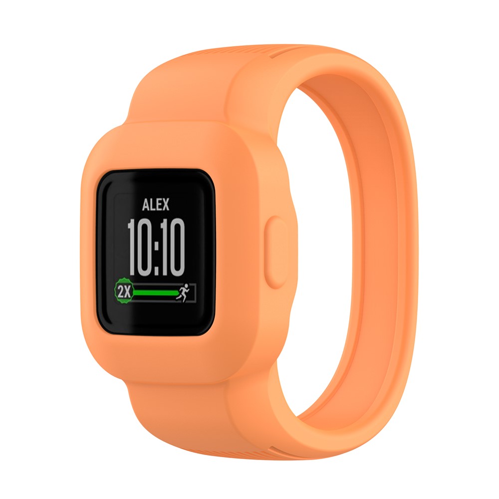 Solid Color Replacement Silicone Watch Band Wrist Strap for Garmin Vivofit jr 3, Size: S - Orange-1